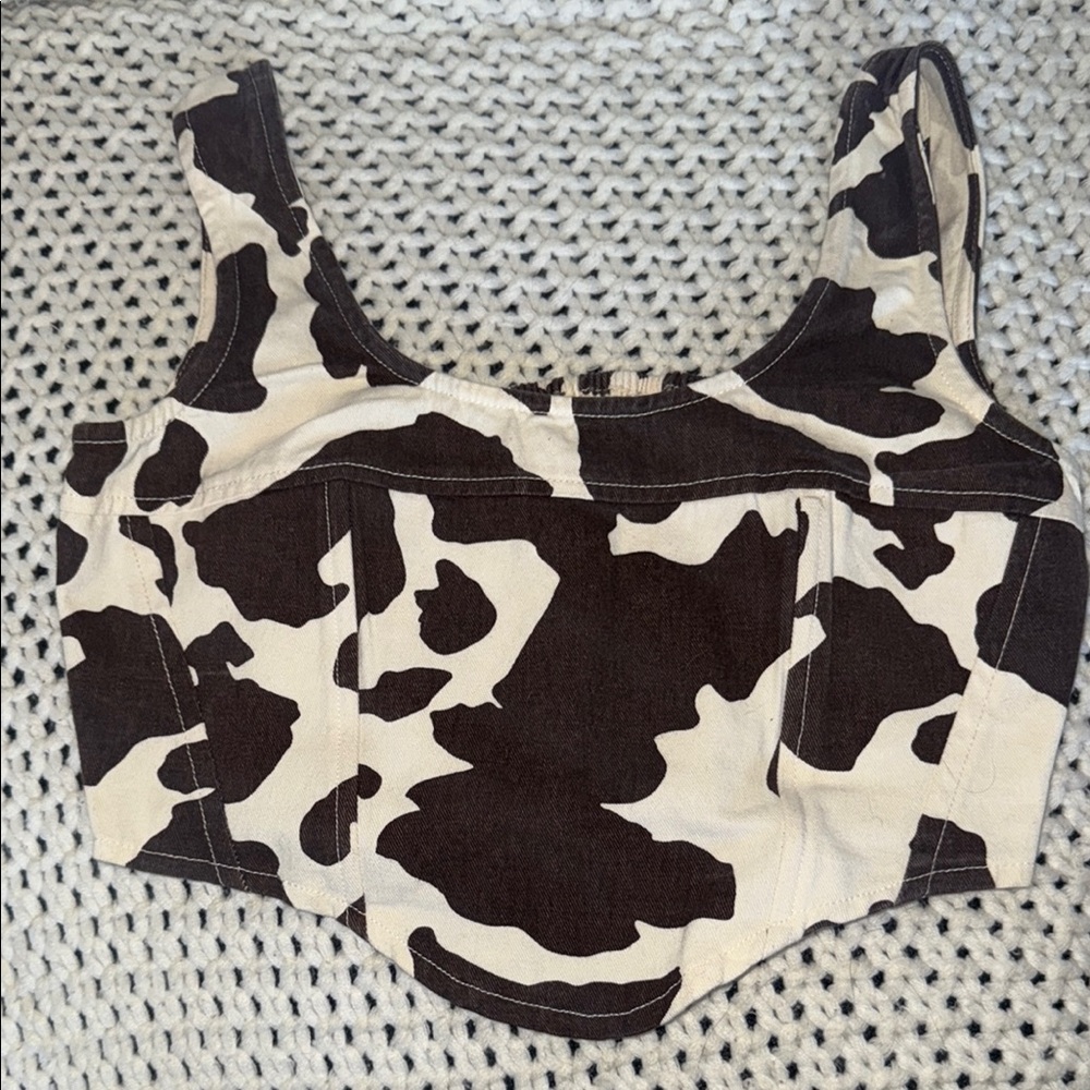 Lone Star cow print bustier top